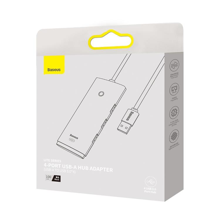 BASEUS Baseus HUB Adapter USB-A 4xUSB-A 3.0 - Svart