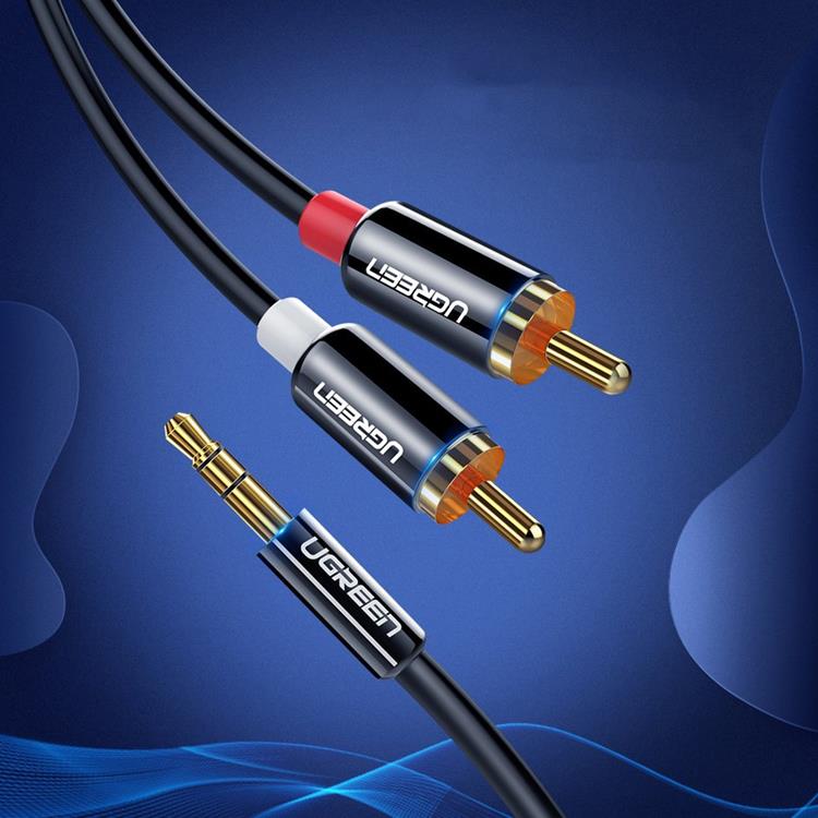 UTGATT1 Ugreen Audio 3.5 mm Mini jack 2 RCA Kabel 2 m - Svart