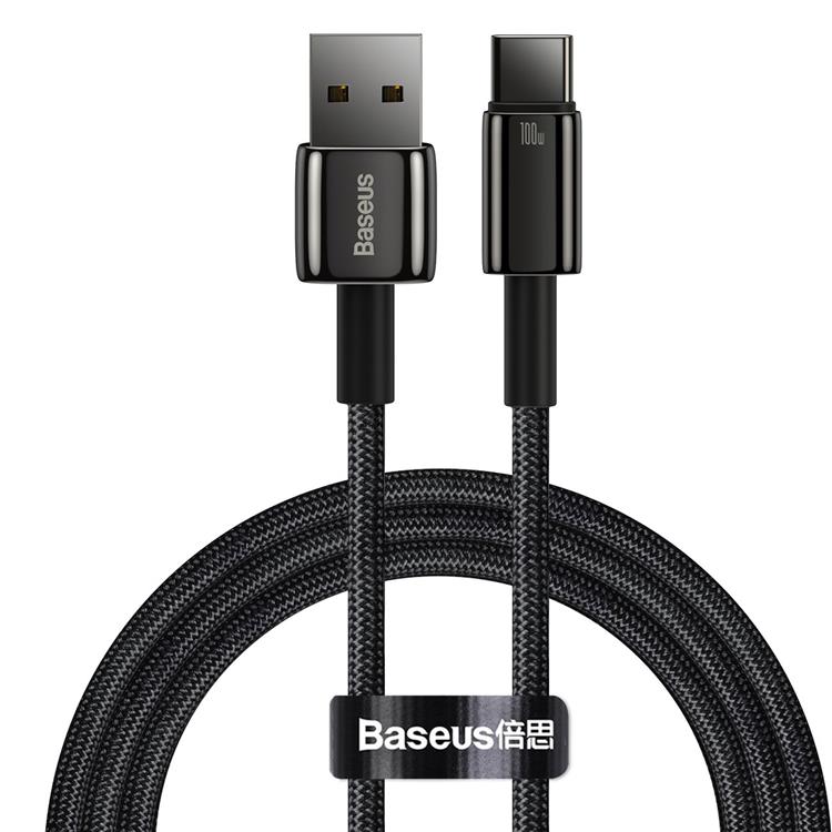 BASEUS Baseus Tungsten USB-C till USB-A kabel 100W 1m - Svart