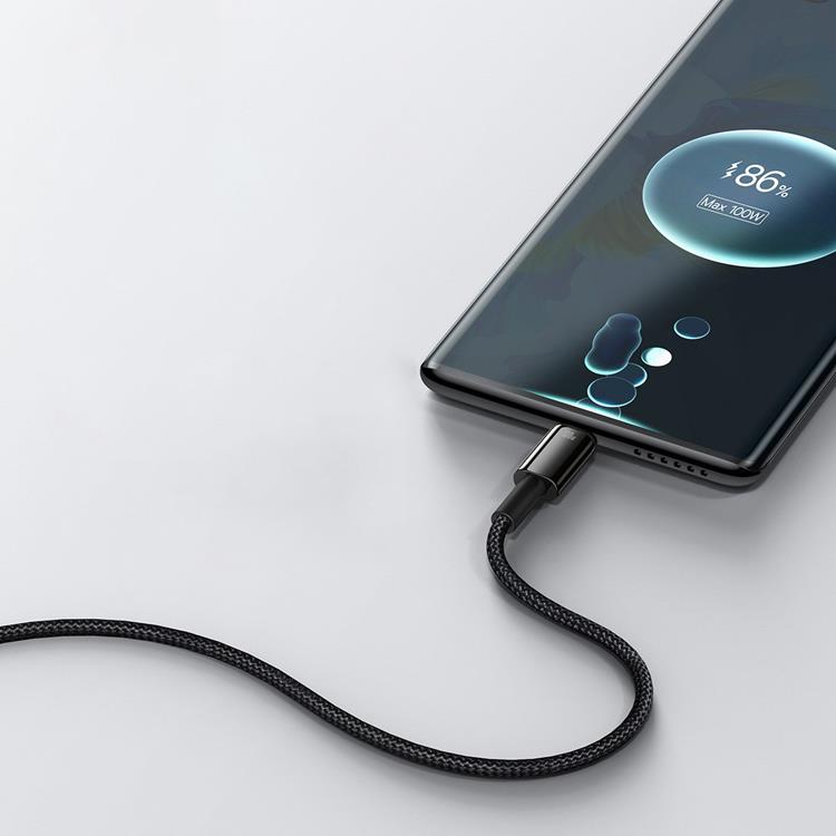 BASEUS Baseus Tungsten USB-C till USB-A kabel 100W 1m - Svart