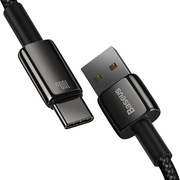 BASEUS Baseus Tungsten USB-C till USB-A kabel 100W 2m - Svart