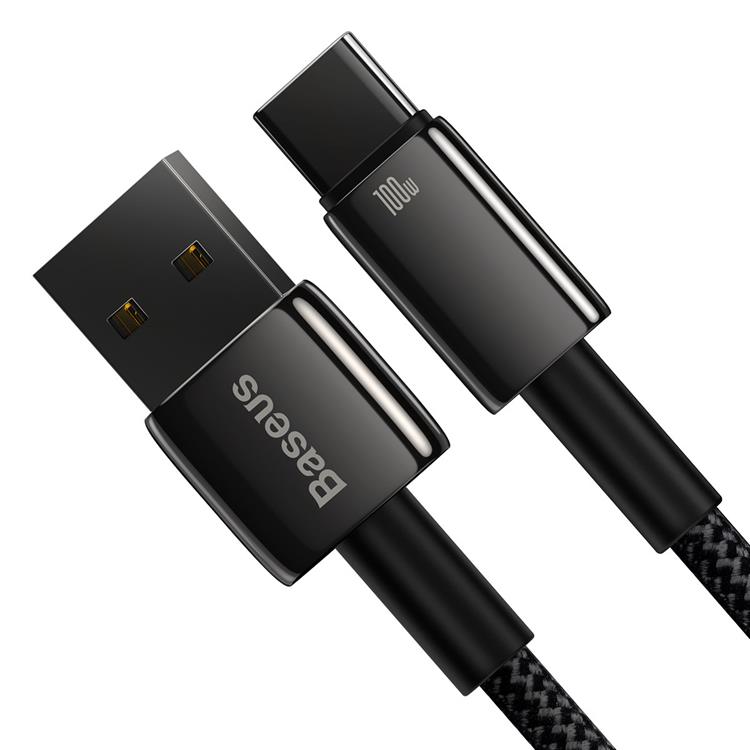BASEUS Baseus Tungsten USB-C till USB-A kabel 100W 2m - Svart