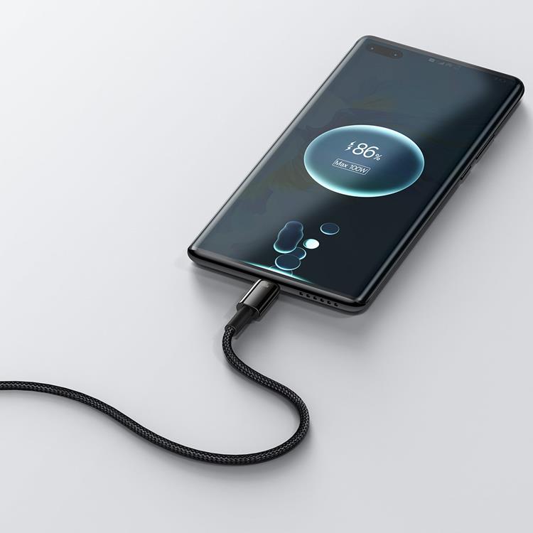 BASEUS Baseus Tungsten USB-C till USB-A kabel 100W 2m - Svart
