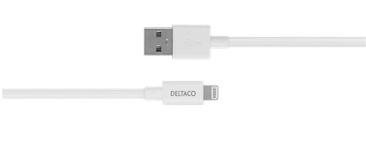 UTGATT1 Deltaco MFI USB Till Lightning Kabel 0.5 m - Vit