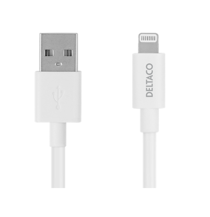 UTGATT1 Deltaco MFI USB Till Lightning Kabel 3m - Vit