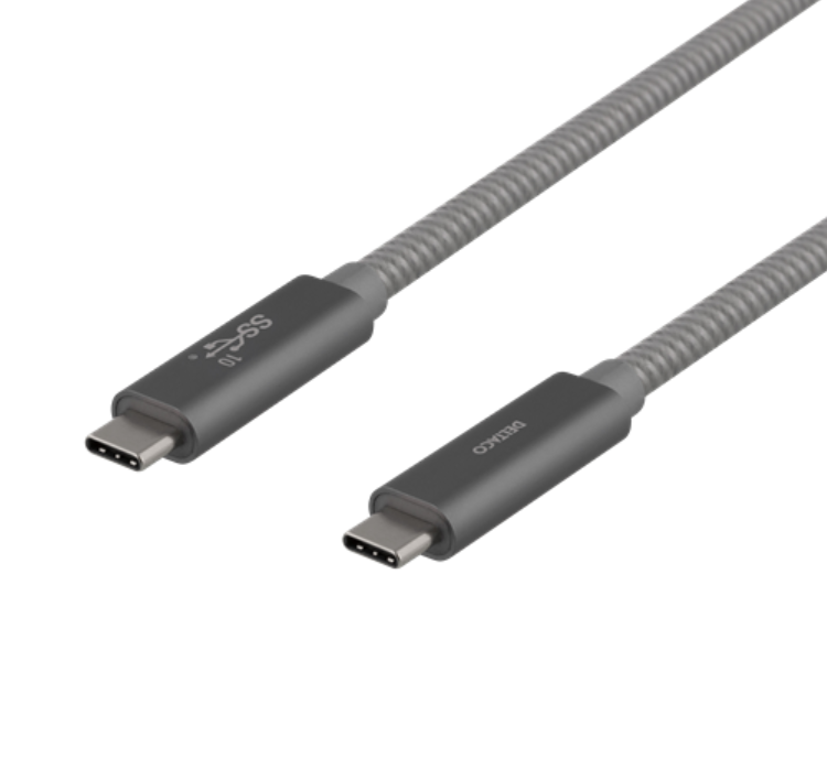 UTGATT1 Deltaco Super USB-C till USB-C Kabel 100W 1m - Rymd Grå