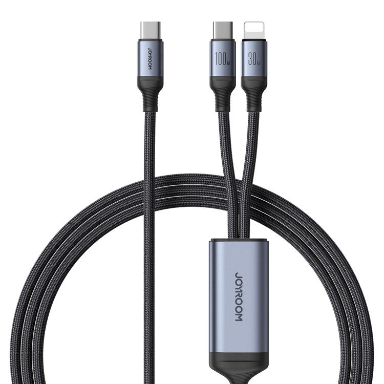 Joyroom Joyroom 2in1 USB-C till Lightning kabel 100W 1.5m - Svart
