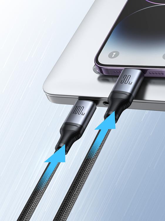 Joyroom Joyroom 2in1 USB-C till Lightning kabel 100W 1.5m - Svart