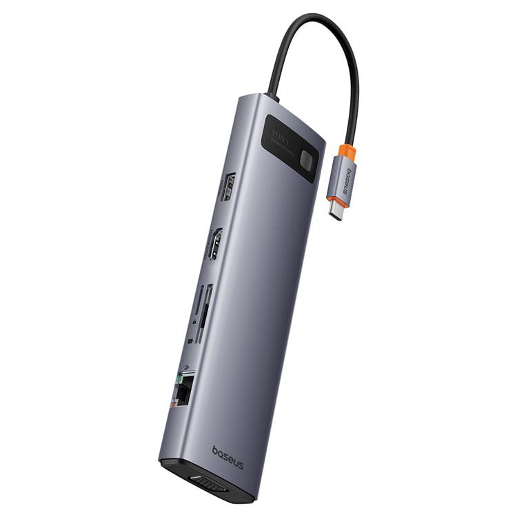 BASEUS Baseus 11in1 HUB USB-C Till USB-C / 3x USB-A 3.0 - Grå