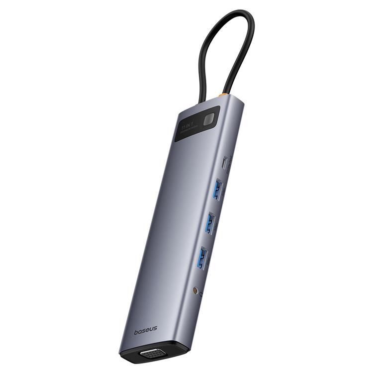 BASEUS Baseus 11in1 HUB USB-C Till USB-C / 3x USB-A 3.0 - Grå