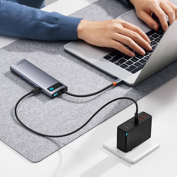 BASEUS Baseus 11in1 HUB USB-C Till USB-C / 3x USB-A 3.0 - Grå