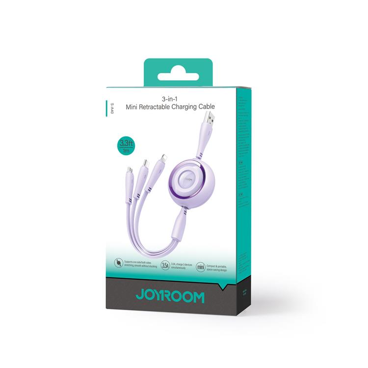 Joyroom Joyroom 3in1 USB-A till USB-C Lightning microUSB kabel 1m