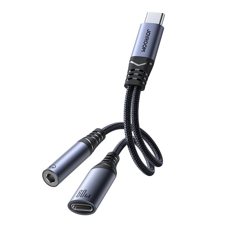 Joyroom Joyroom 2in1 DAC Adapter USB-C/USB-C/3.5 mm Mini Jack Svart