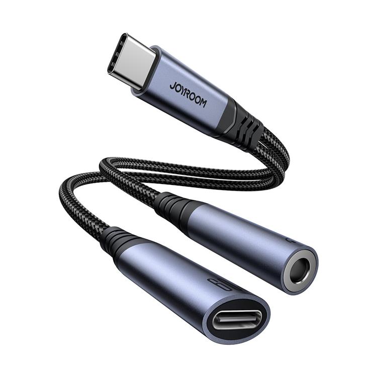 Joyroom Joyroom 2in1 DAC Adapter USB-C/USB-C/3.5 mm Mini Jack Svart