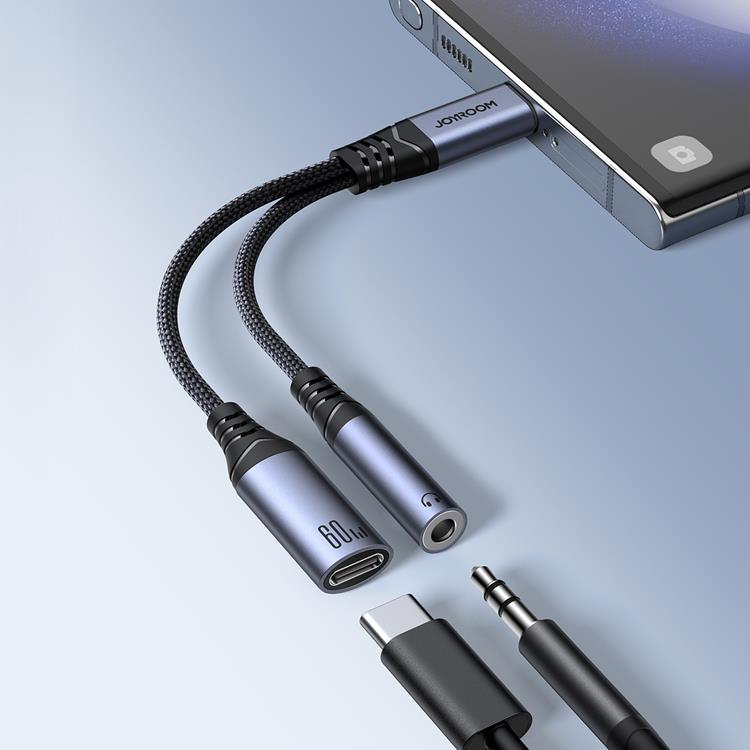 Joyroom Joyroom 2in1 DAC Adapter USB-C/USB-C/3.5 mm Mini Jack Svart