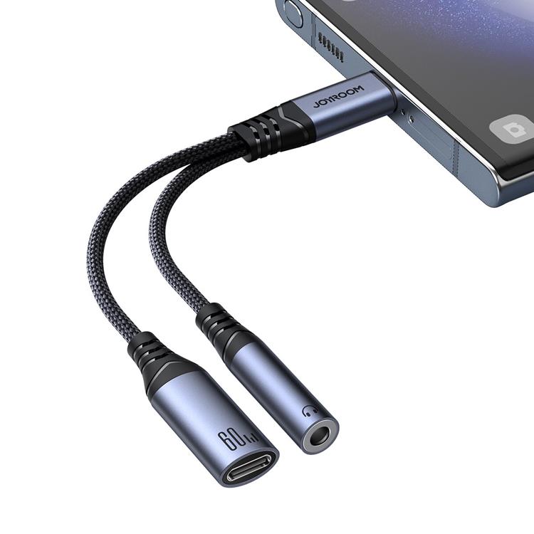 Joyroom Joyroom 2in1 DAC Adapter USB-C/USB-C/3.5 mm Mini Jack Svart