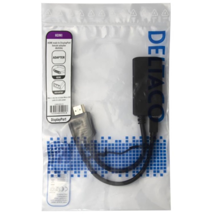 UTGATT1 Deltaco HDMI Till DisplayPort Adapter 4K/60Hz 0.2m - Svart