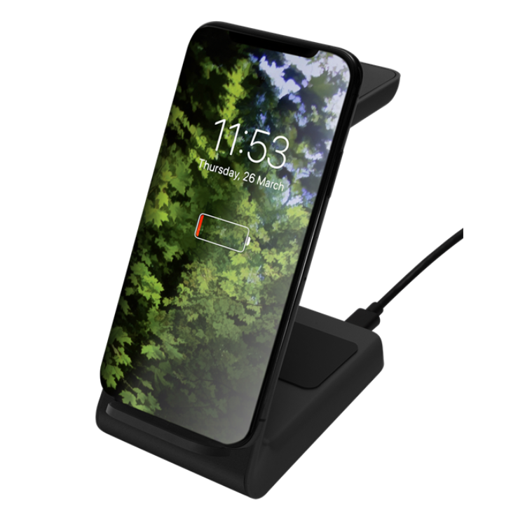 UTGATT1 Deltaco 3in1 Qi Trådlös Laddare 15W USB-C - Svart