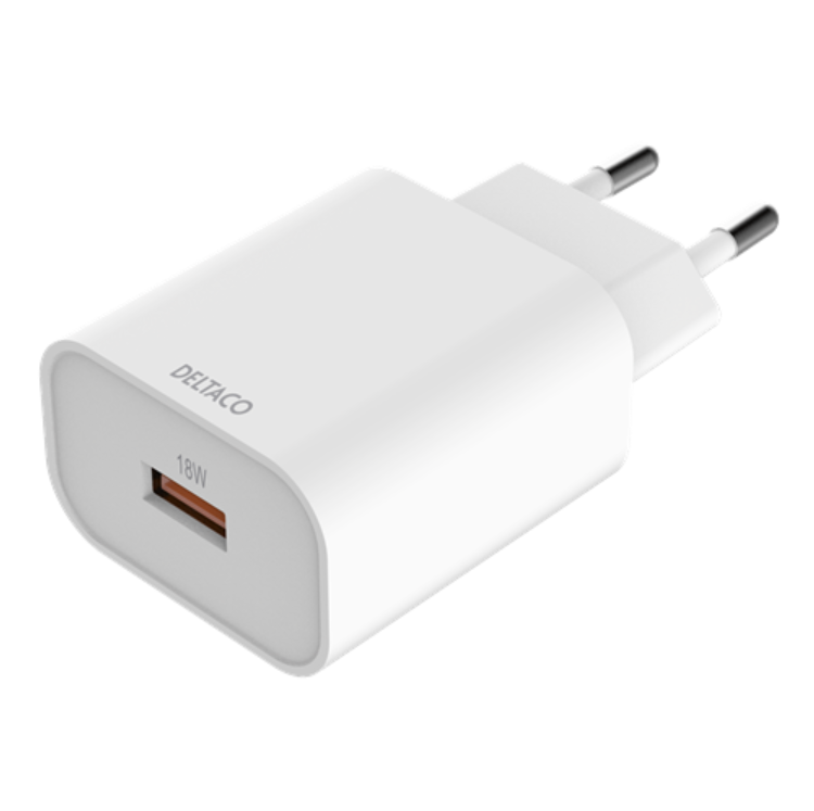 UTGATT1 Deltaco Väggladdare 1x USB-A 18W - Vit