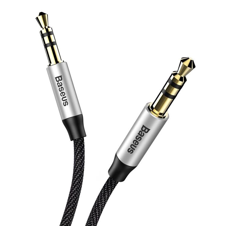 BASEUS Baseus Stereo AUX Audio 3.5 mm Male Mini Jack - Silver/Svart