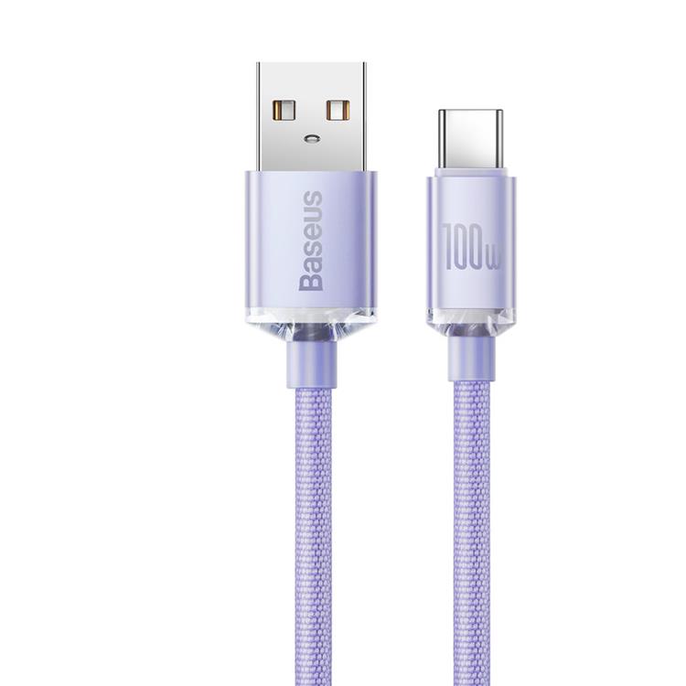 BASEUS Baseus Crystal USB-C till USB-A kabel 100W 1.2m - Lila
