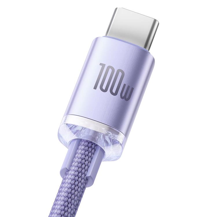 BASEUS Baseus Crystal USB-C till USB-A kabel 100W 1.2m - Lila