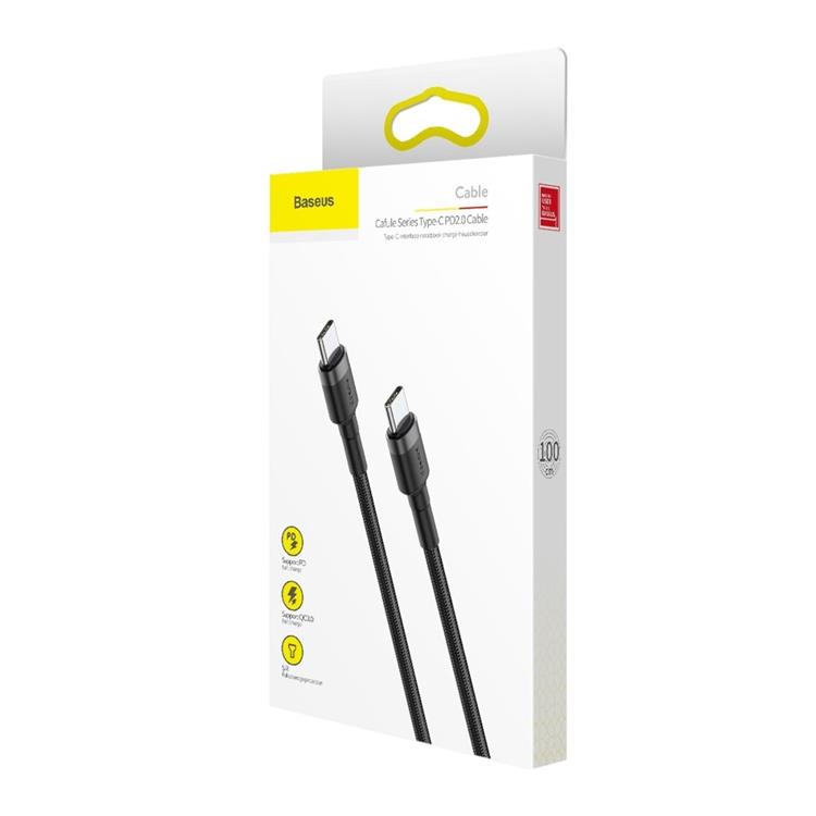 BASEUS Baseus PD USB-C till USB-C kabel 60W 1M - Svart/Grå