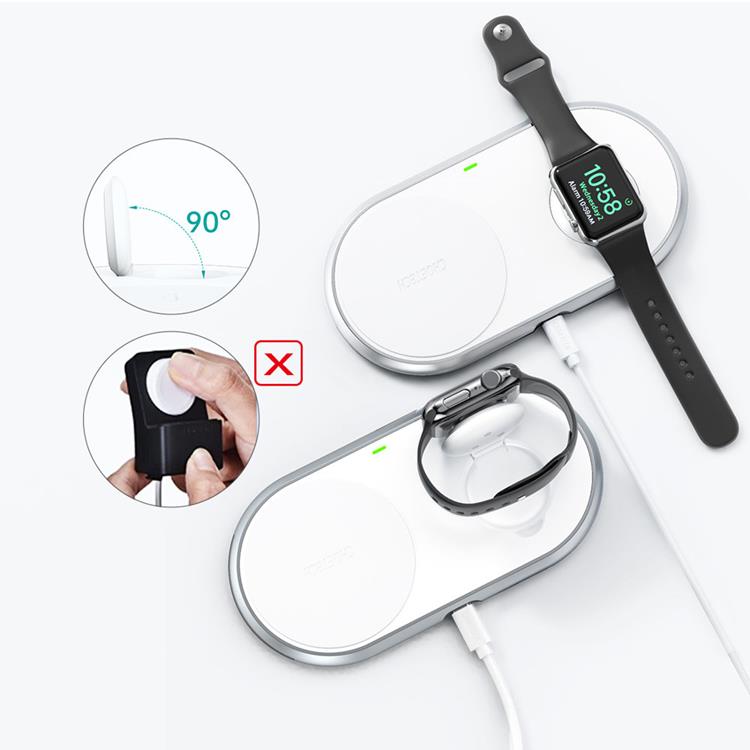 Choetech Choetech 2-in-1 trådlös Laddare för Smartphones/Apple Watch Qi