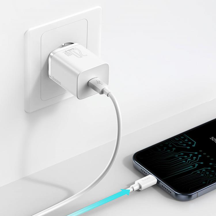 BASEUS Baseus Super Väggladdare USB-C 20 W - Vit