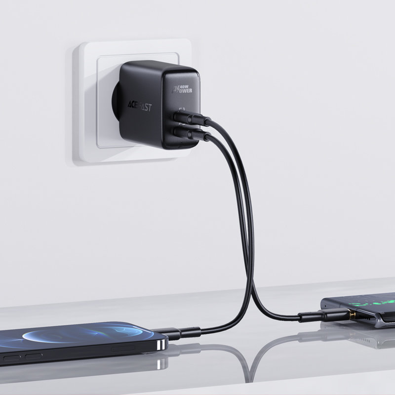 Acefast Acefast PD Väggladdare 2x USB-C 40W - Svart