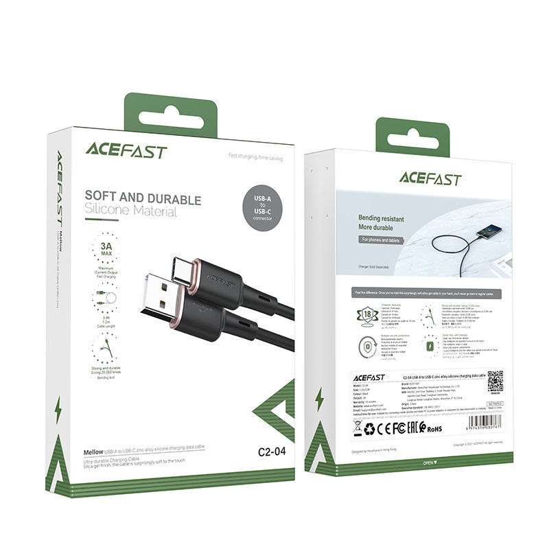 Acefast Acefast USB-C till USB-A kabel 1.2m - Svart