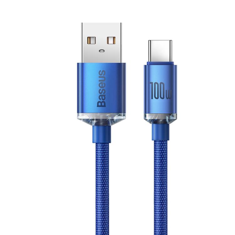 BASEUS Baseus Crystal USB-C till USB-A kabel 100W 1.2m - Blå