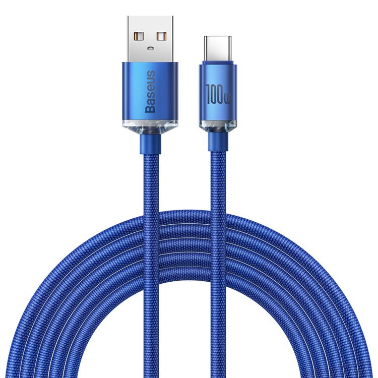 BASEUS Baseus Crystal USB-A till USB-C Kabel 100W 2m - Blå