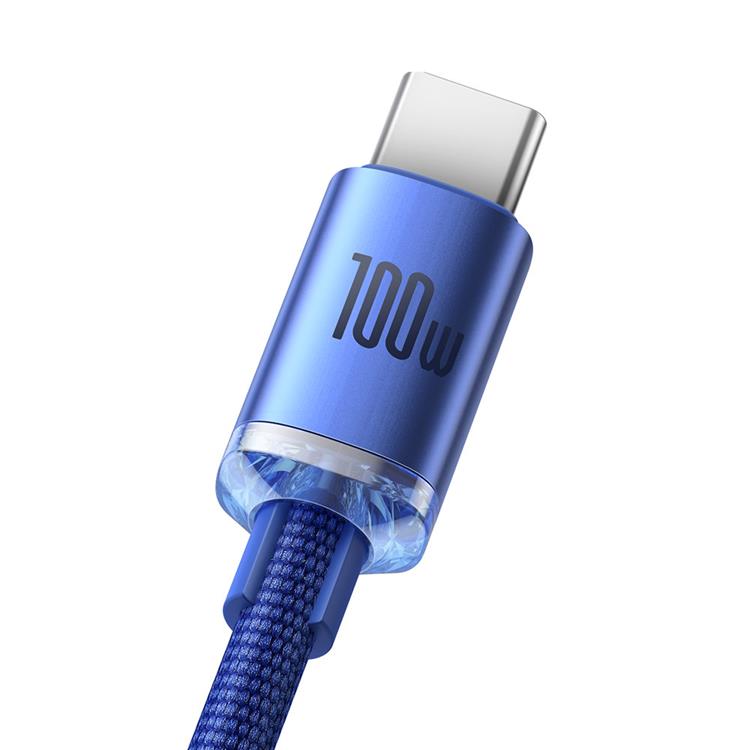 BASEUS Baseus Crystal USB-A till USB-C Kabel 100W 2m - Blå