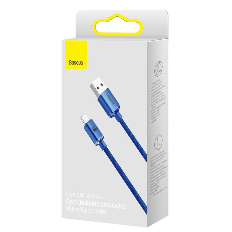 BASEUS Baseus Crystal USB-A till USB-C Kabel 100W 2m - Blå