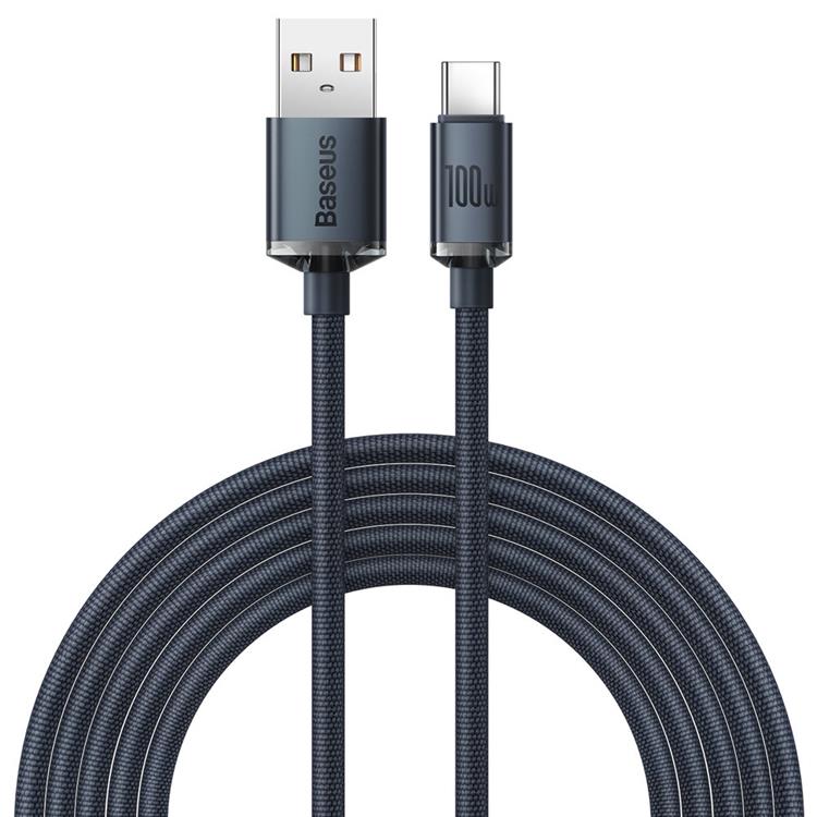 BASEUS Baseus Crystal USB-C till USB-A kabel 100W 2m - Svart
