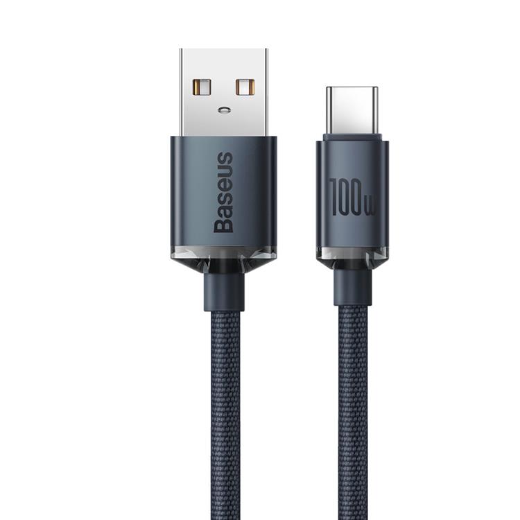 BASEUS Baseus Crystal USB-C till USB-A kabel 100W 2m - Svart