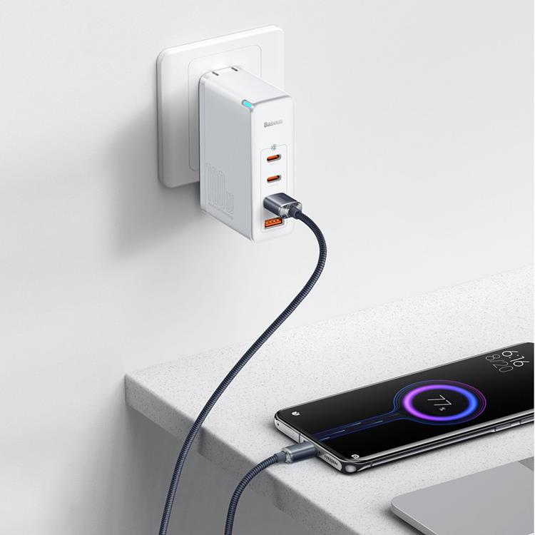BASEUS Baseus Crystal USB-C till USB-A kabel 100W 2m - Svart