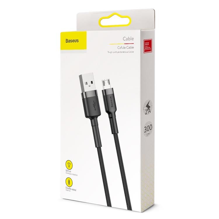 BASEUS Baseus Flätad Micro USB Kabel 3M - Svart