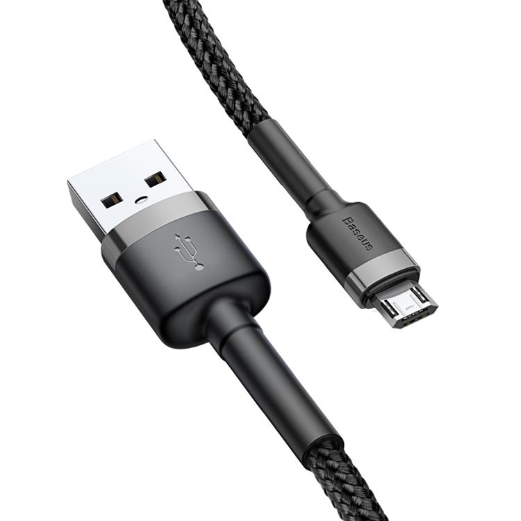 BASEUS Baseus Flätad USB Till Micro USB Kabel 2M - Svart/Grå