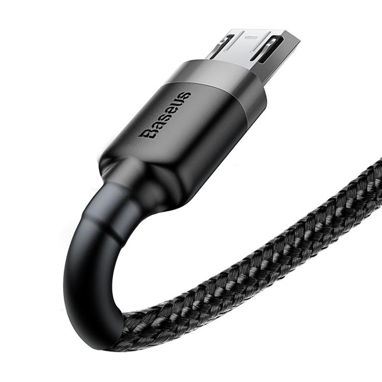 BASEUS Baseus Flätad USB Till Micro USB Kabel 2M - Svart/Grå
