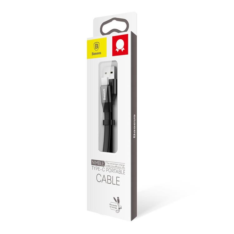 BASEUS Baseus Nimble Platt USB-C till USB-A kabel 0.23m - Svart