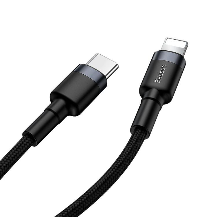 BASEUS Baseus Flätad USB-C till Lightning kabel 18W 1m - Svart/Grå