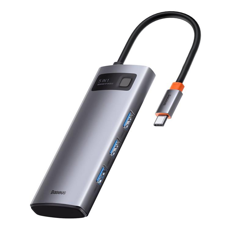 BASEUS Baseus 5in1 Multifunktionell HUB USB-C 100 W - Grå