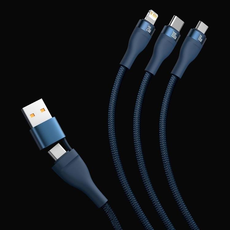 BASEUS Baseus 3in1 USB-A till USB-C Lightning microUSB kabel 100W 1.2m