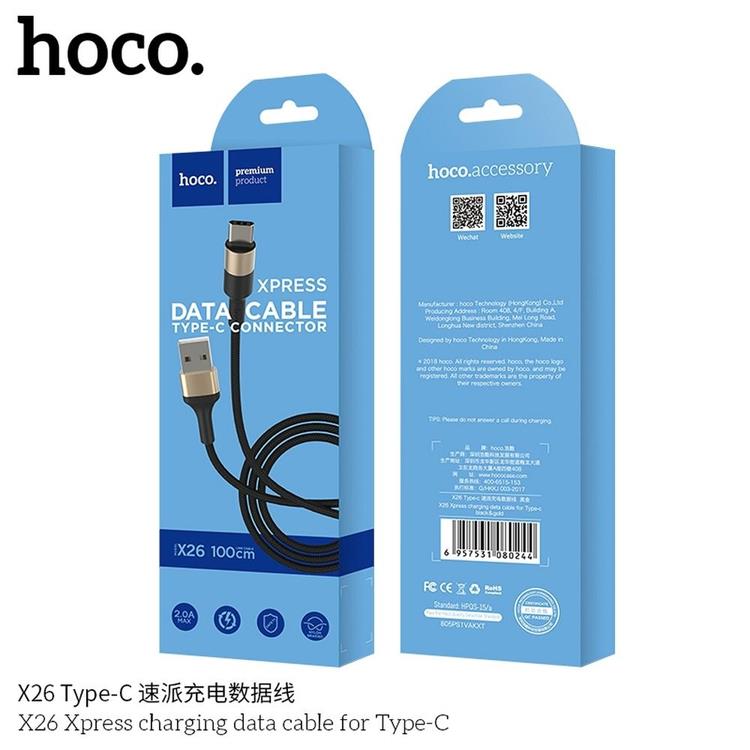 Hoco Hoco Xpress USB-C till USB-A kabel 1m - Svart Guld