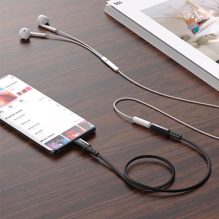 Acefast Acefast Typ-C Ljud Kabel 3.5 mm Minijack DAC 18 cm - Svart