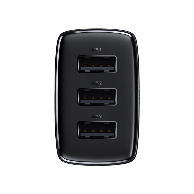 BASEUS Baseus Compact Väggladdare 3x USB 17W - Svart