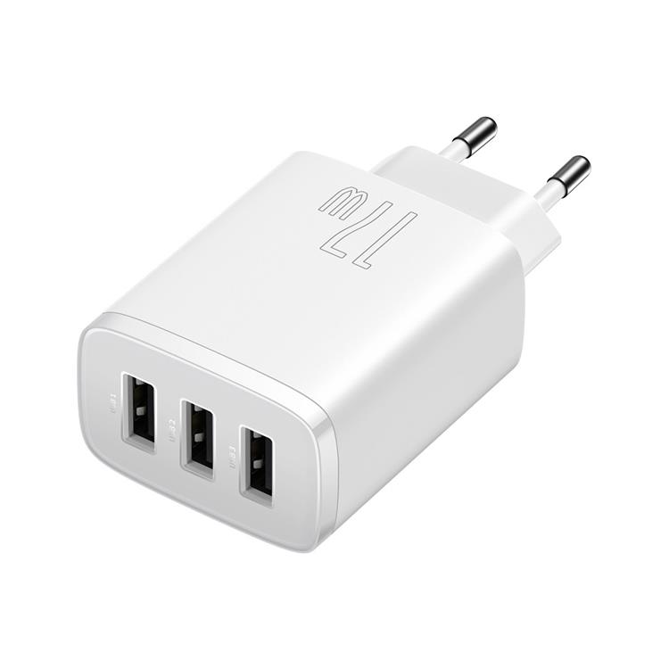 BASEUS Baseus EU Compact Väggladdare 3x USB 17W - Vit