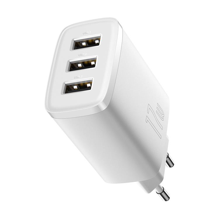 BASEUS Baseus EU Compact Väggladdare 3x USB 17W - Vit